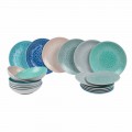 Modern Colored Plates 18 Pieces Complete Table Service in Gres - Creta