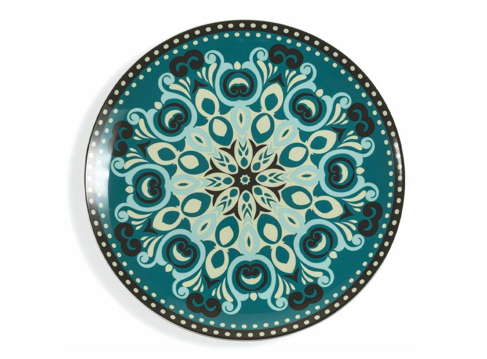 Porcelain Serving Plates Oriental Decor Underglaze 4 Pcs - Eivissa Viadurini