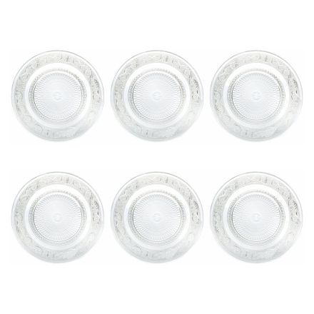 Serving Plates Chargers in Decorated Transparent Glass 6 Pcs - Palazzo Viadurini