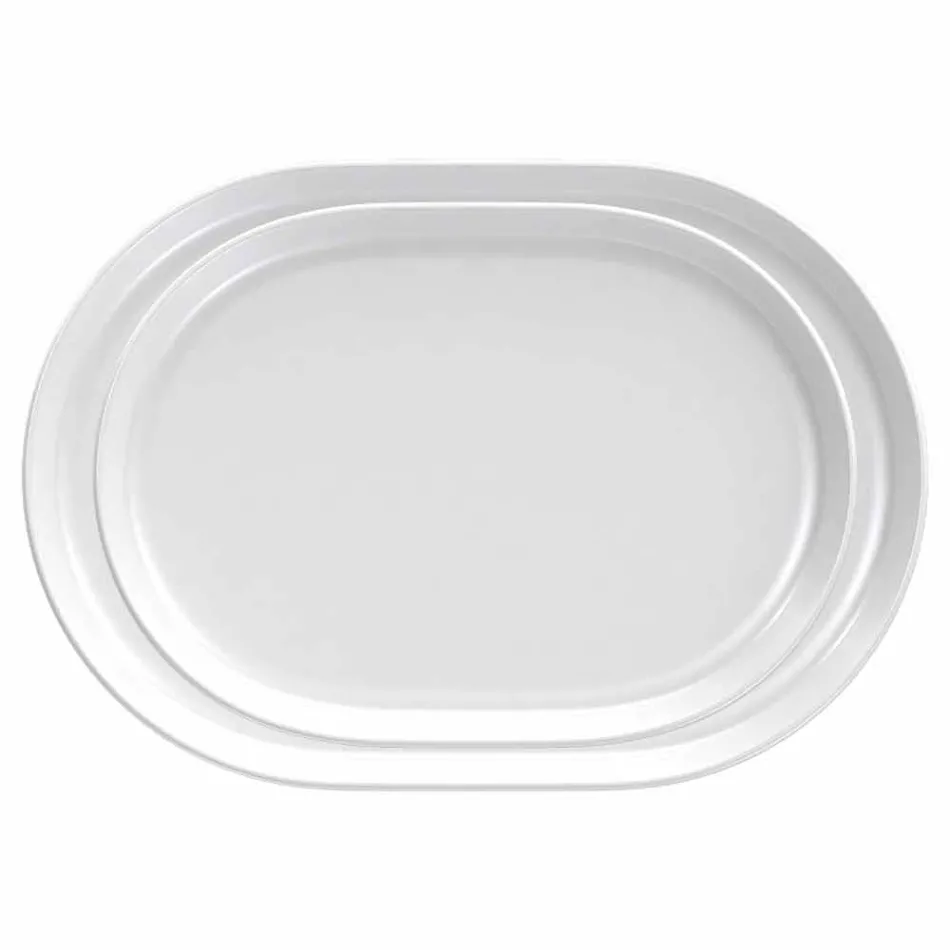 Modern White Oval Design Serving Plates in Porcelain 4 Pieces - Arctic Viadurini