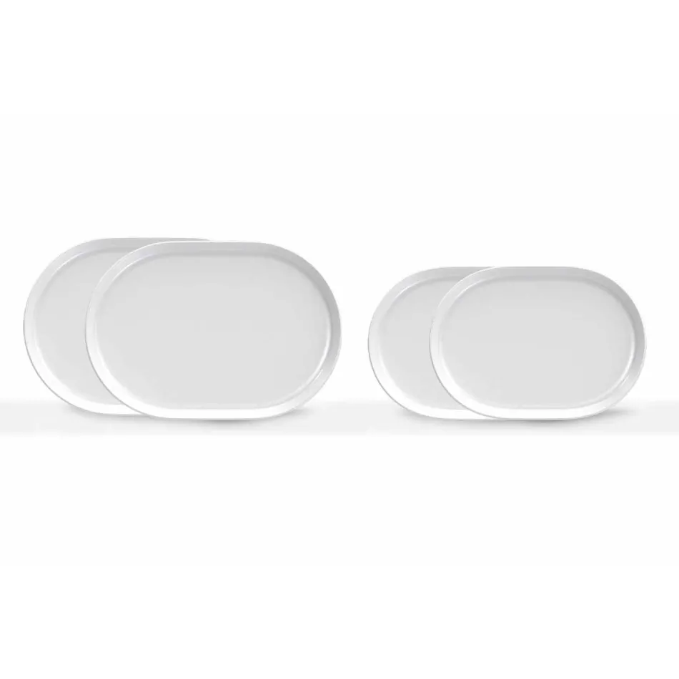 Modern White Oval Design Serving Plates in Porcelain 4 Pieces - Arctic Viadurini