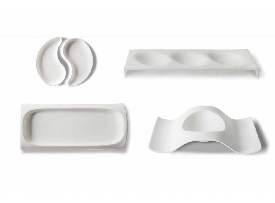 Gourmet Design Appetizer Serving Plates in Bone China 9 Pieces - Flavia Viadurini