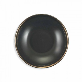 Black and Gold Stoneware Plates Tableware Set Modern 18 Pieces - Oronero