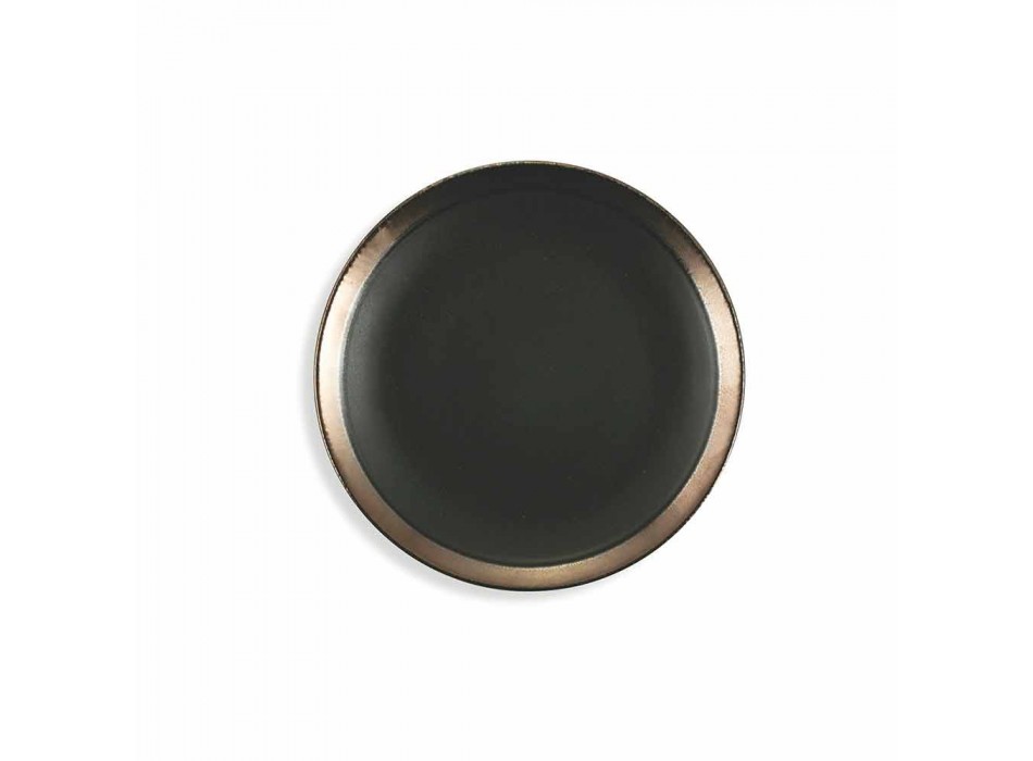 Black and Gold Stoneware Plates Tableware Set Modern 18 Pieces - Oronero Viadurini