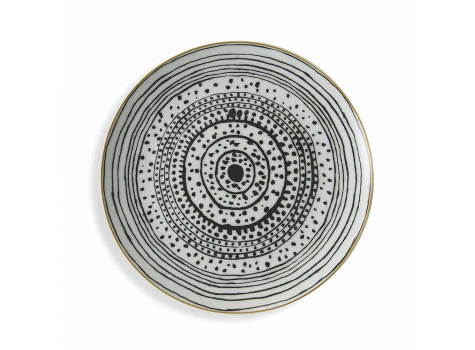 Porcelain and Black Stoneware Plates Complete Table Service 18 Pieces - Tribu Viadurini