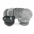 Porcelain and Black Stoneware Plates Complete Table Service 18 Pieces - Tribu