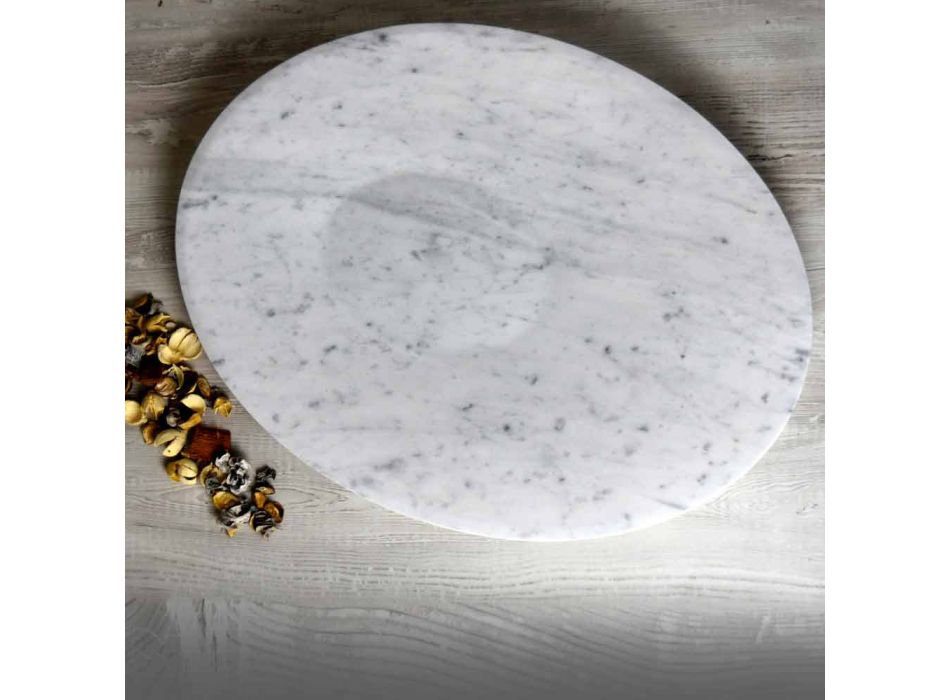 Modern Centerpiece Plate in White Carrara Marble Made in Italy - Miccio Viadurini