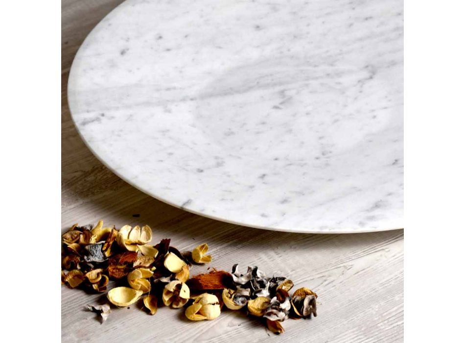Modern Centerpiece Plate in White Carrara Marble Made in Italy - Miccio Viadurini