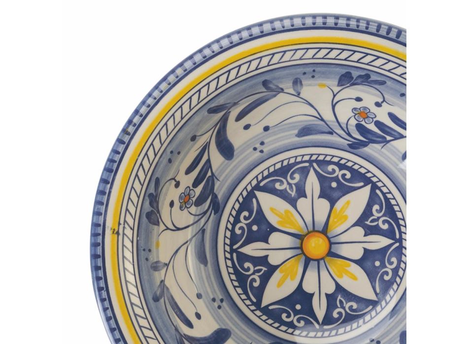 Round Centerpiece Plate in Dolomite Colored Design with Decoration - Cabria Viadurini