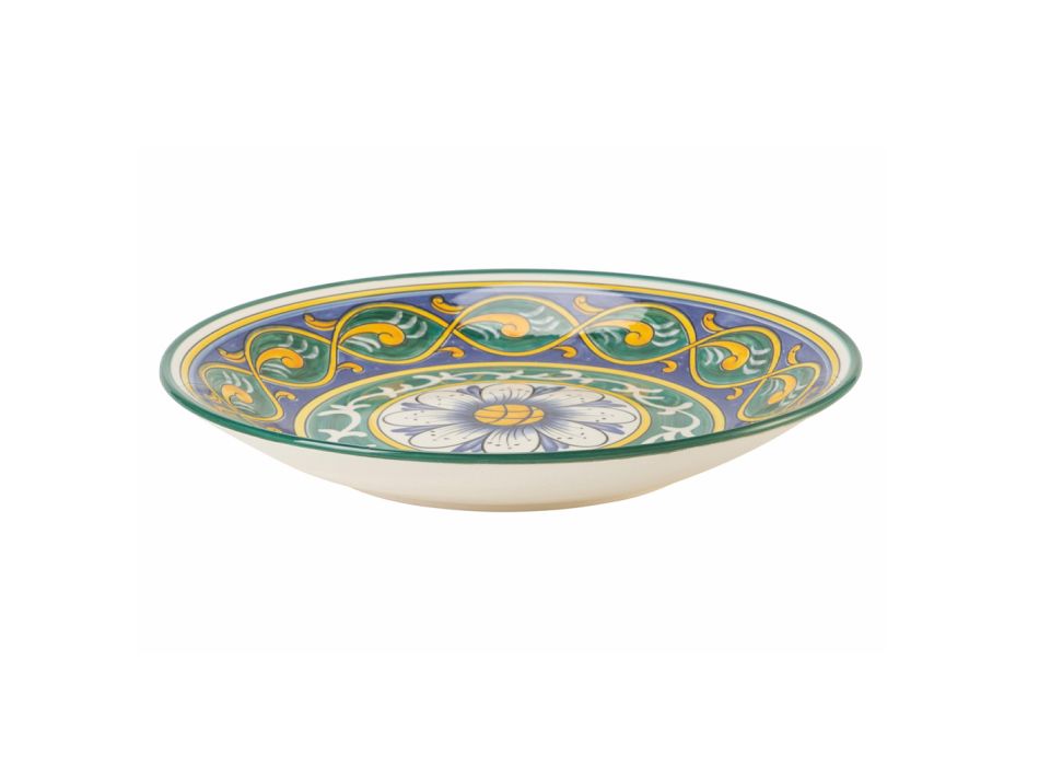 Round Design Serving Plate in Dolomite Colored Decorations - Cabria Viadurini