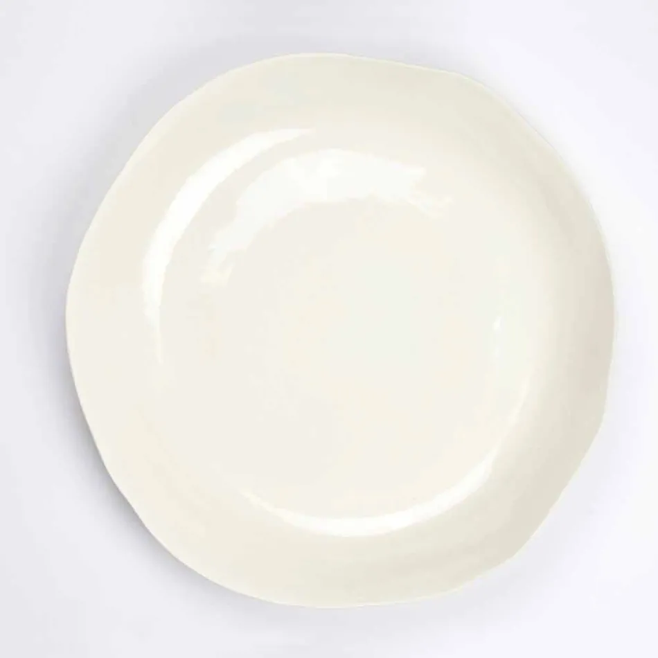 Italian Luxury White Porcelain Round Serving Plate - Arcimaesta Viadurini