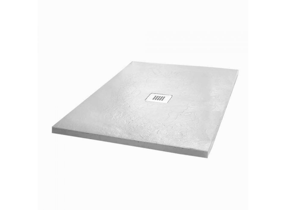 Shower Tray 120x90 Modern Design in White Resin Slate Effect - Sommo Viadurini