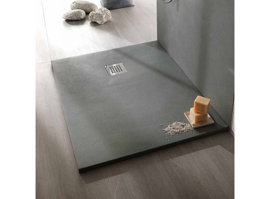 Shower Tray 120x90 Modern Design in Resin Concrete Effect Finish - Cupio Viadurini