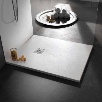 120x90 Shower Tray in Stone Effect Resin with Steel Grid - Domio