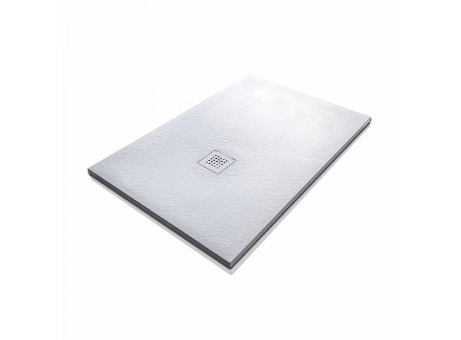 120x90 Shower Tray in Stone Effect Resin with Steel Grid - Domio