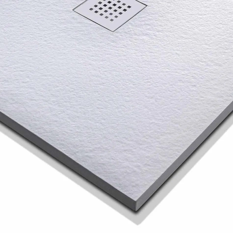 Shower Tray 140x70 in Stone Effect Resin with Steel Grid - Domio Viadurini