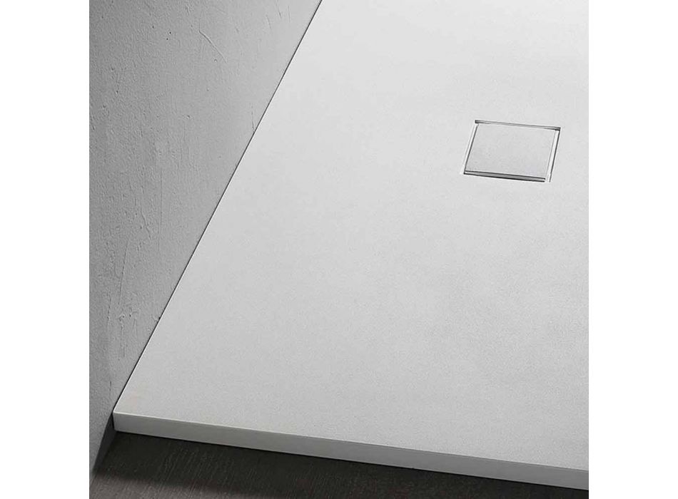 Modern Shower Tray 140x70 in White Velvet Effect Finish - Estimo Viadurini