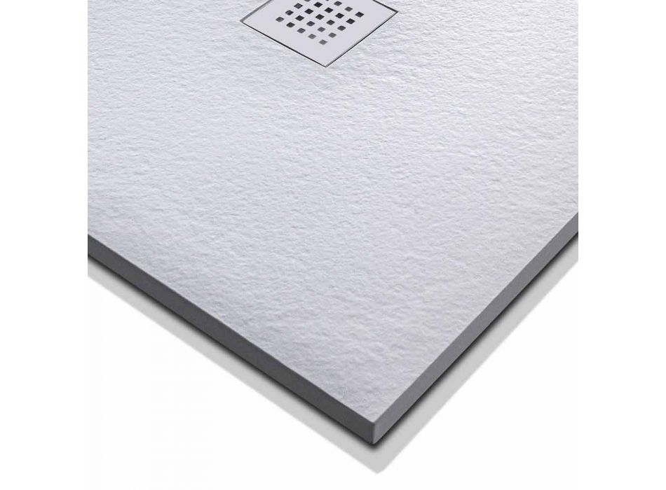 Shower Tray 170x70 in Stone Effect Resin with Steel Grid - Domio Viadurini