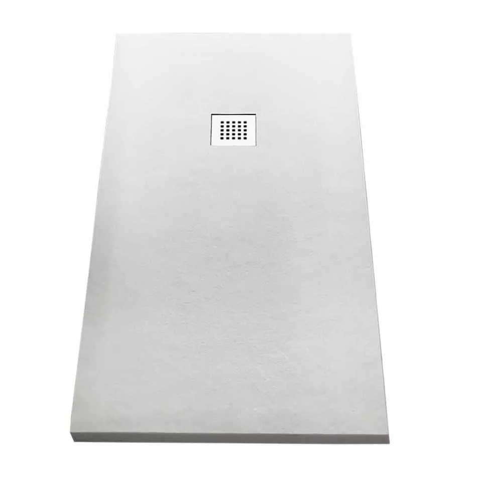 Shower Tray 170x70 in Stone Effect Resin with Steel Grid - Domio Viadurini