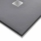 Shower Tray 170x80 in Stone Effect Resin with Steel Grid - Domio Viadurini
