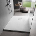 Shower Tray 90x70 in White Velvet Effect Resin with Drain Cover - Estimo