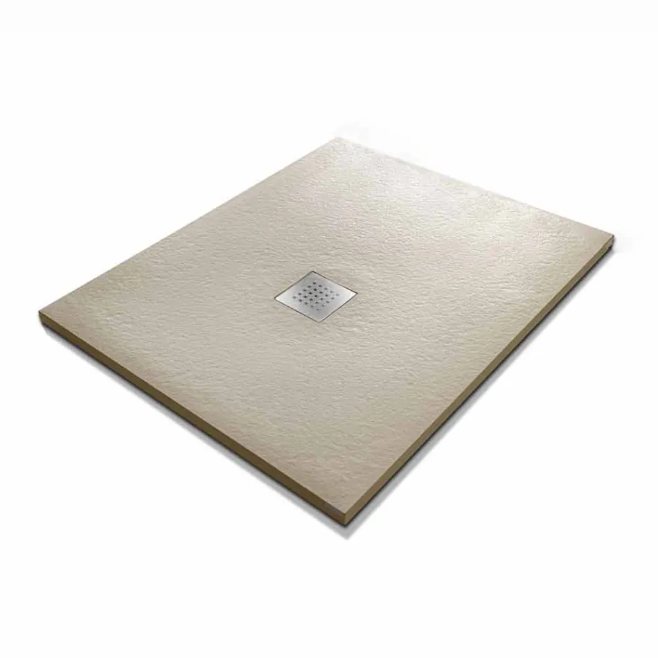 Shower Tray 90x70 in Resin Stone Effect Finish Modern Design - Domio Viadurini