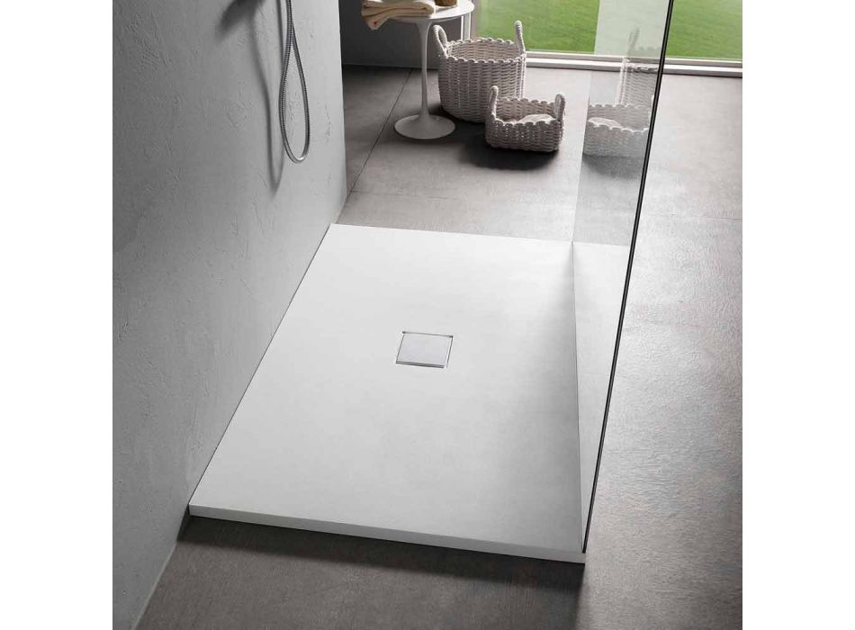 Modern Design Shower Tray 120x70 in Velvet Effect Resin - Estimo Viadurini