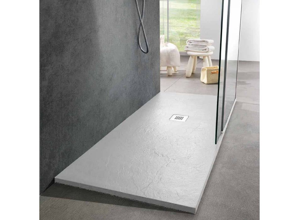 Modern Design Shower Tray 160x80 in Resin Slate Effect Finish - Sommo Viadurini