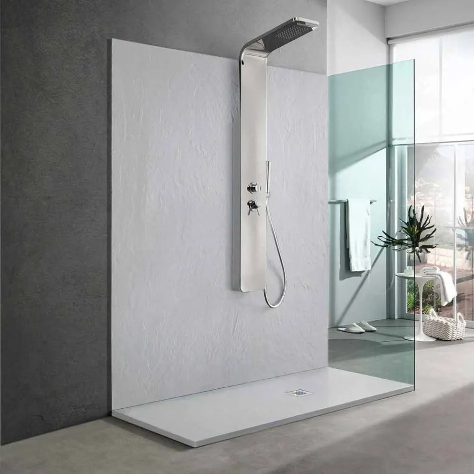 Modern Design Shower Tray 160x80 in Resin Slate Effect Finish - Sommo Viadurini