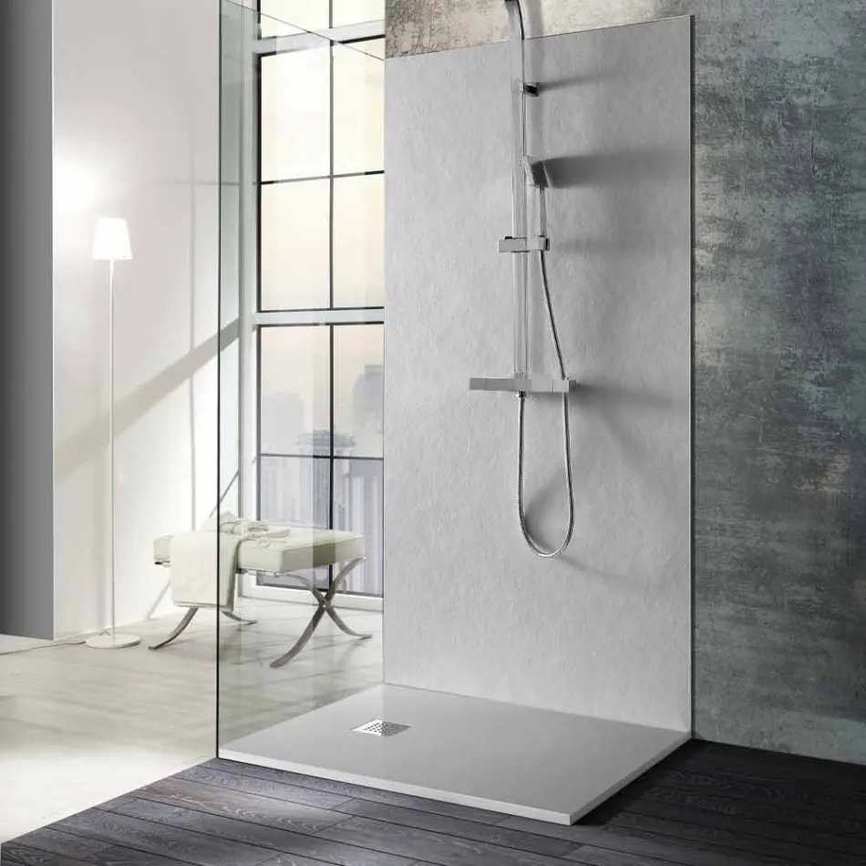 Modern Design Shower Tray in Resin Stone Effect 100x70 - Domio Viadurini