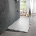 White Resin Shower Tray 140x70 with Steel Grid and Drain - Sommo