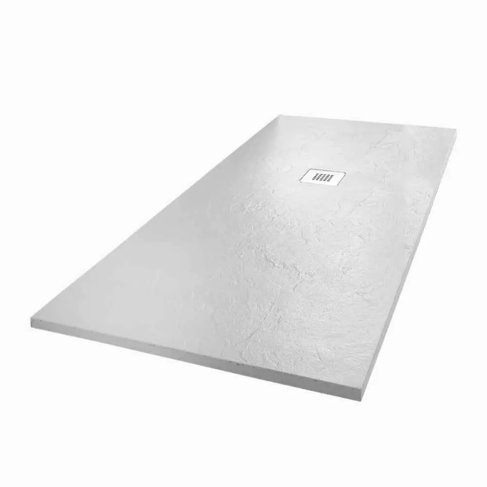 Slate Effect White Resin Shower Tray 170x70 Modern Design - Sommo Viadurini