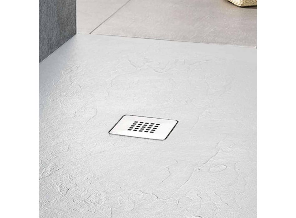 White Slate Effect Resin Shower Tray 120x80 Modern Design - Sommo Viadurini