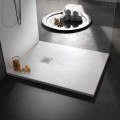 Modern Shower Tray 120x80 in Resin Effect Stone and Steel - Domio