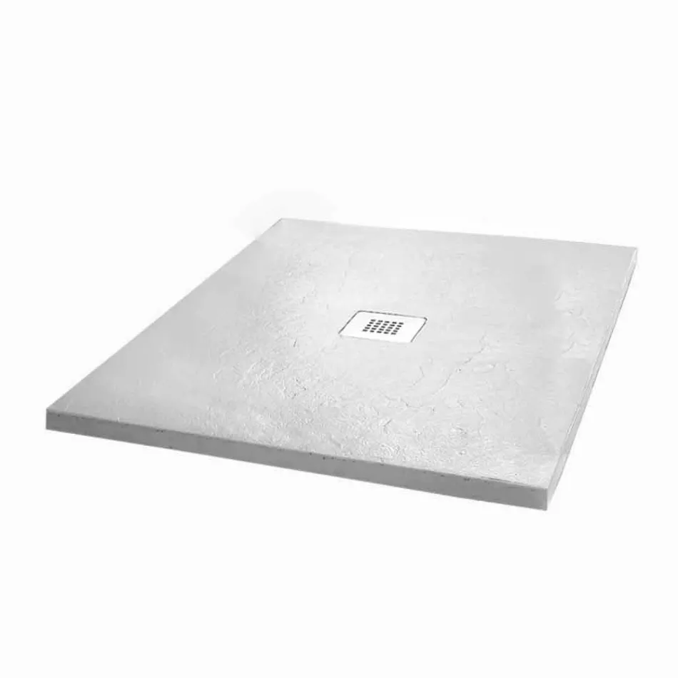 Modern Square Shower Tray 90x90 in White Resin Slate Effect - Sommo Viadurini