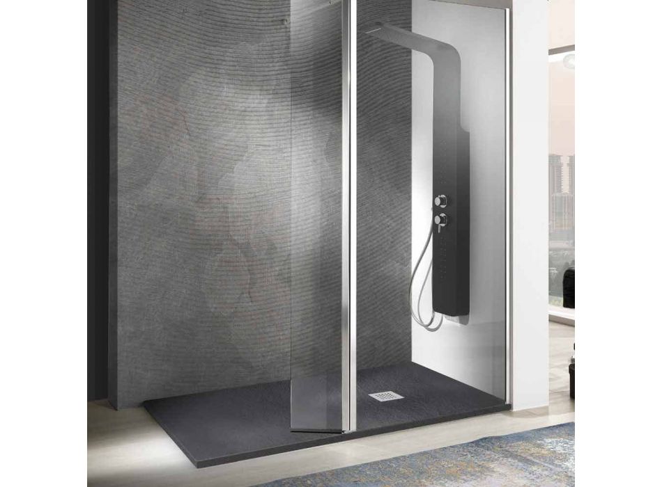 Modern Rectangular Shower Tray 160x80 in Stone Effect Resin - Domio Viadurini