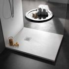 Square Shower Tray 80x80 in Resin with Modern Stone Effect Finish - Domio Viadurini