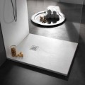 Square Shower Tray 80x80 in Resin with Modern Stone Effect Finish - Domio