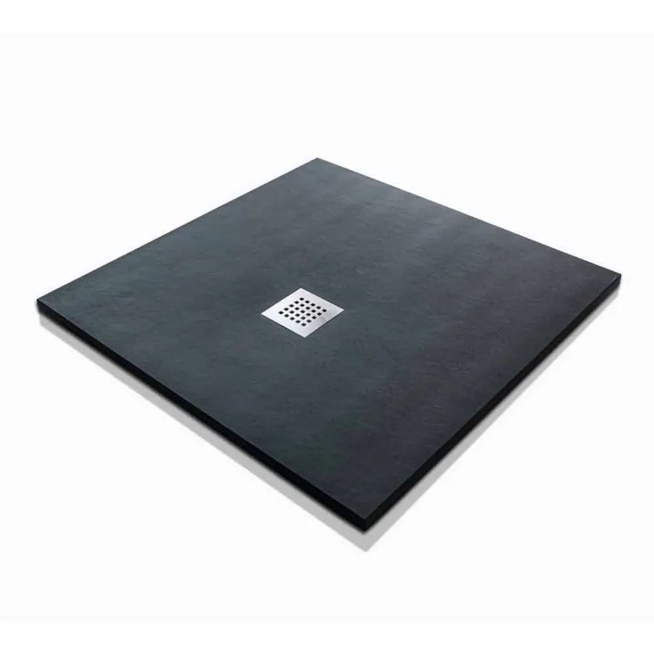 Square Shower Tray 80x80 in Resin with Modern Stone Effect Finish - Domio Viadurini