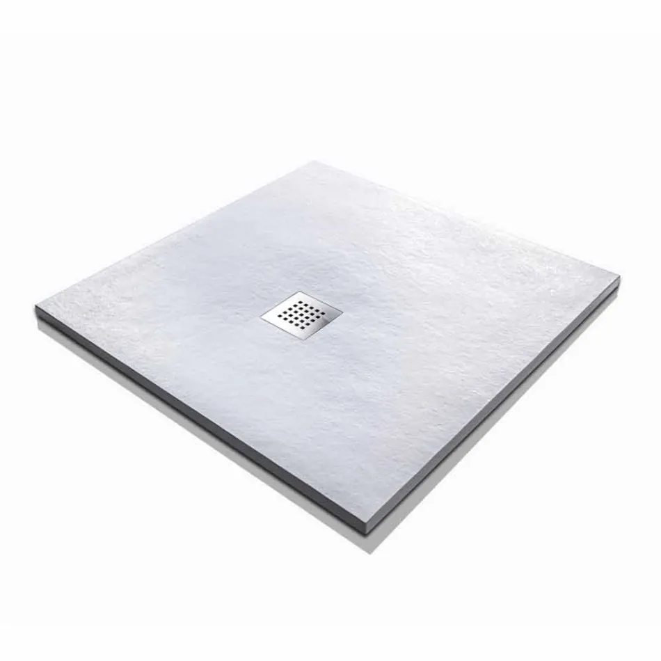 Square Shower Tray 80x80 in Resin with Modern Stone Effect Finish - Domio Viadurini