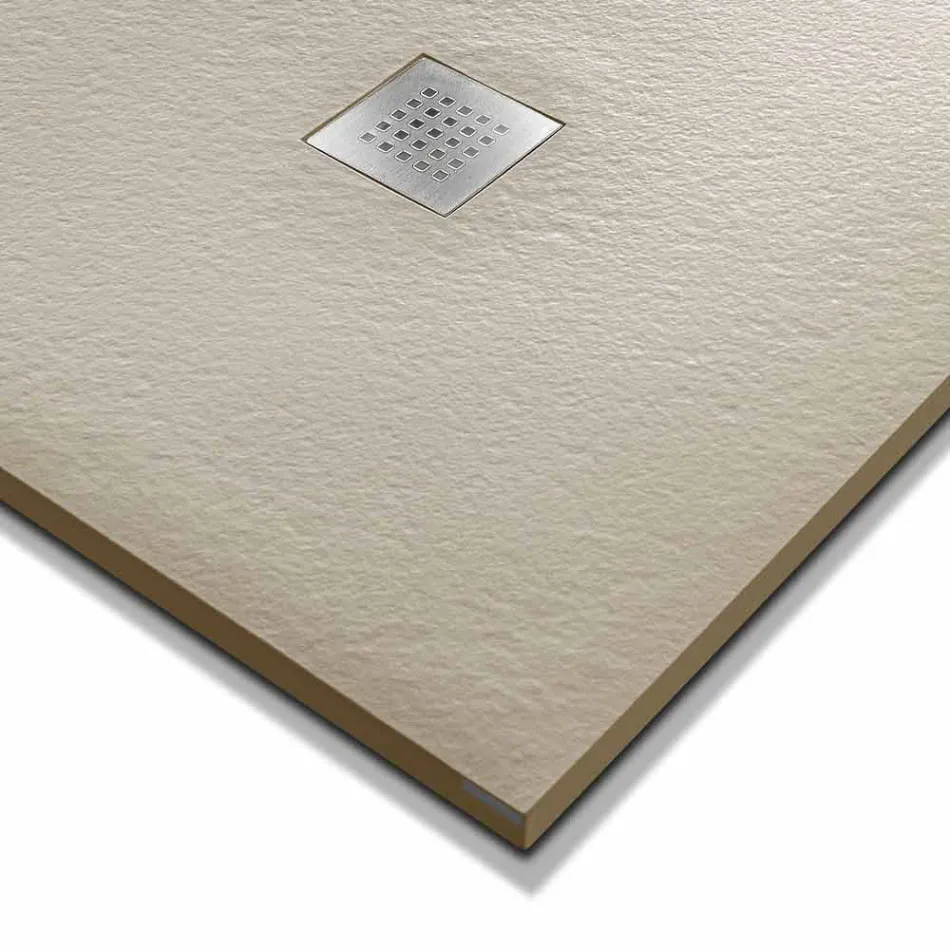 Rectangular Shower Tray 140x80 in Resin with Steel Grid - Domio Viadurini