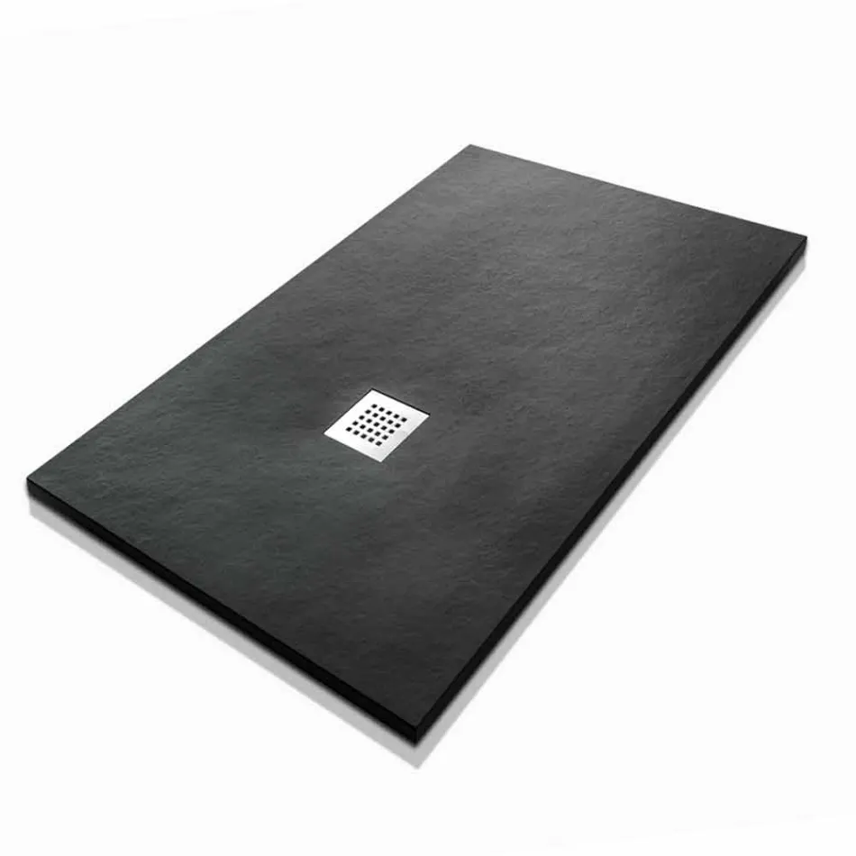 Rectangular Shower Tray 140x80 in Resin with Steel Grid - Domio Viadurini