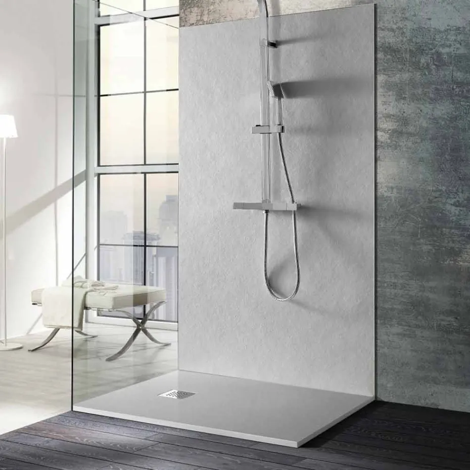 Rectangular Shower Tray 140x90 in Resin Stone Effect Finish - Domio Viadurini