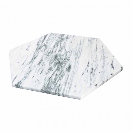 Hexagonal Serving Plate in White Carrara Marble or Black Marquinia - Ludivine Viadurini