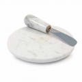 Plate for Butter with Knife in White Carrara Marble Made in Italy - Donni