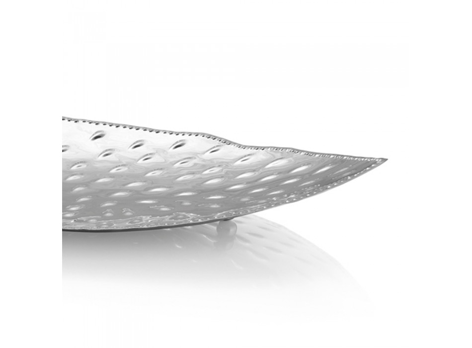 Plate Empty Pocket Silver Metal Leaf Design Centerpiece - Tourette Viadurini