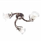 3 Lights Artisan Floral Ceiling Lamp in Glass, Iron and Ceramic - Vicenza Viadurini