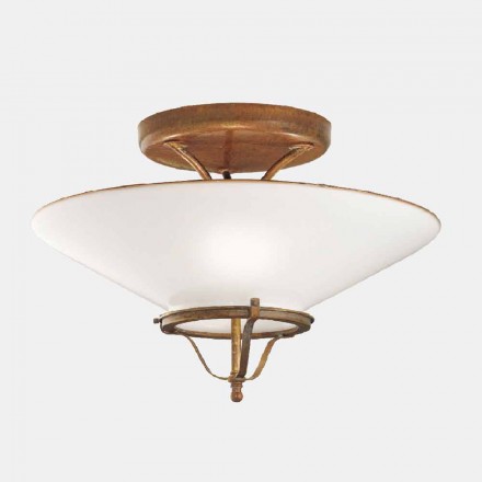 3 Lights Ceiling Lamp in Brass and Cone Murano Glass - Country by Il Fanale Viadurini