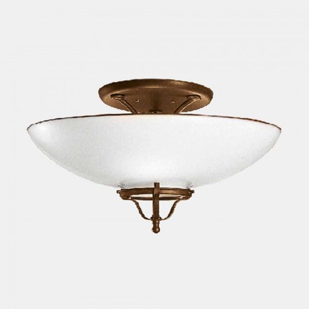 3 Lights Ceiling Lamp in Brass and Murano Glass Semisfera - Country by Il Fanale Viadurini