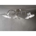 3 or 5 Light Handmade Ceiling Lamp in Glossy Ceramic with Roses - Lecco Viadurini